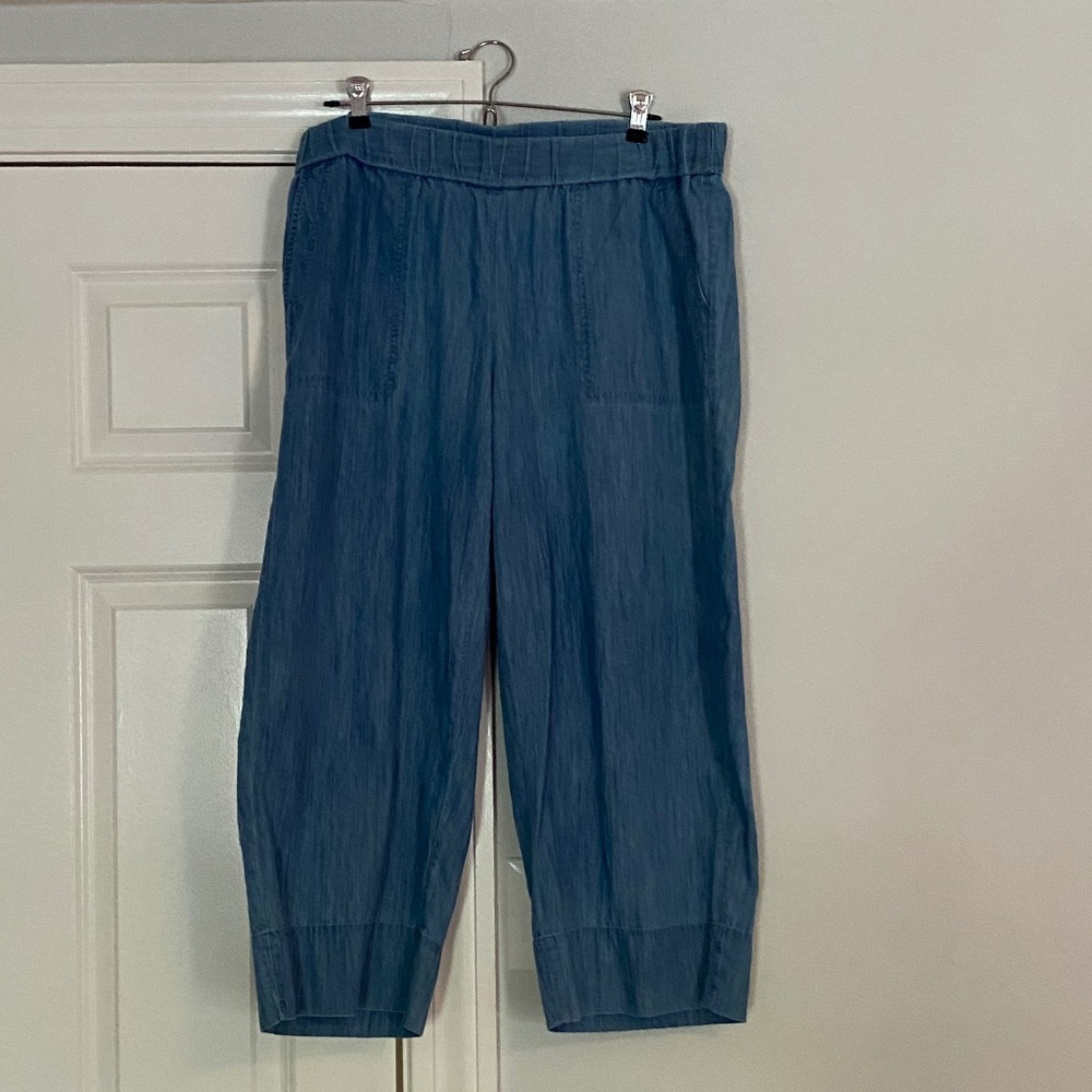Talbots Wide Leg Chambray Crop Pants - 1X